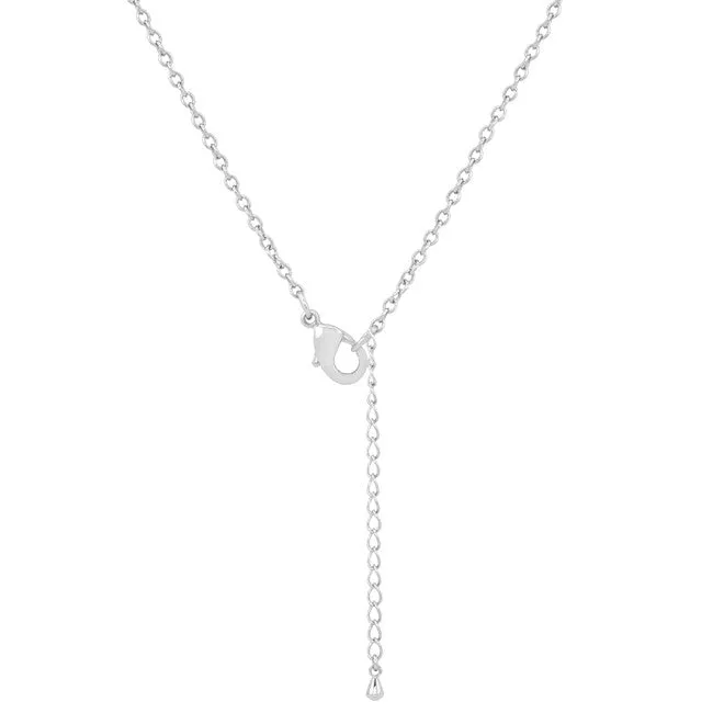 Miranda 0.3ct CZ White Gold Rhodium Classic Lariat Cross Necklace