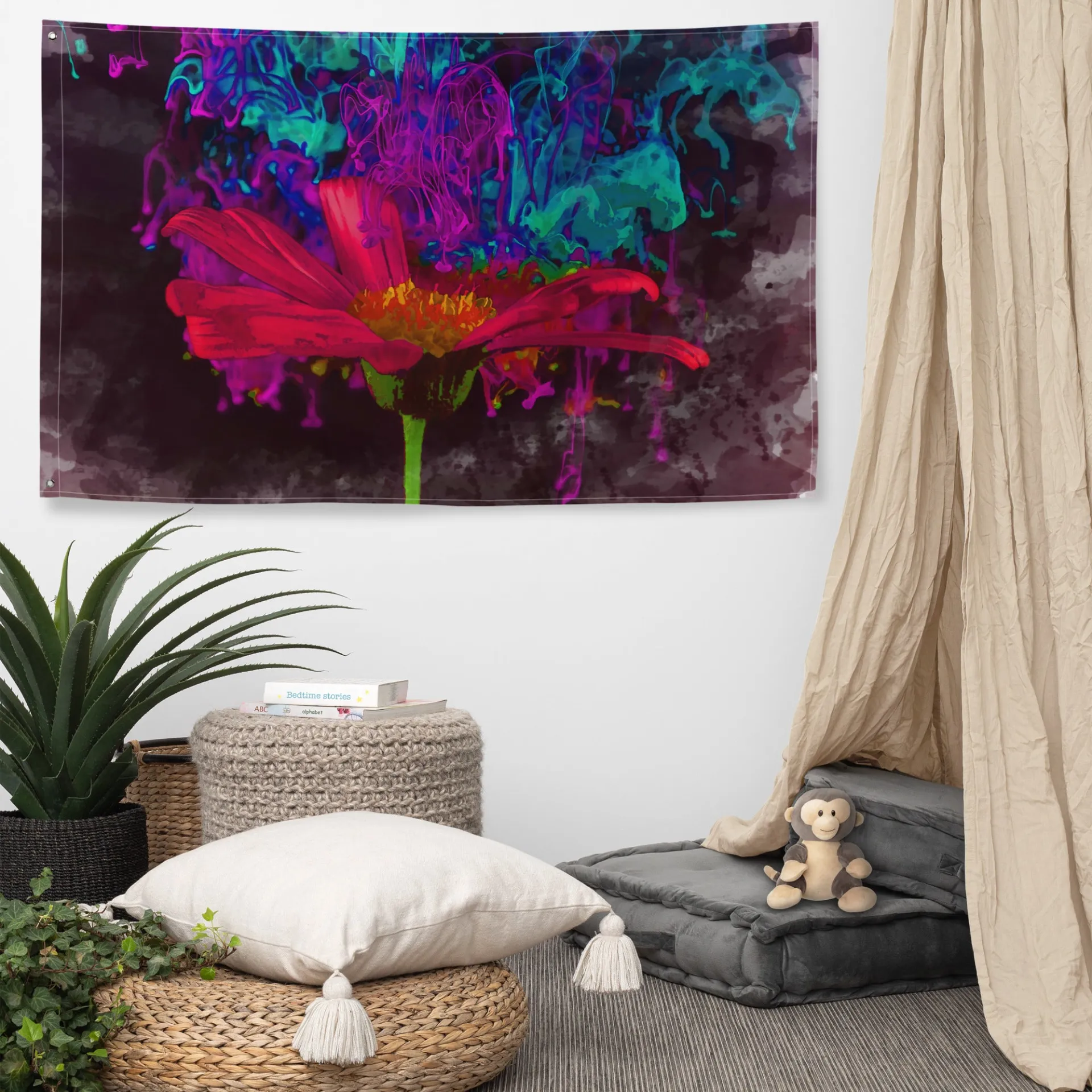 Modern Art Abstract Flower Painting Flag Tapestry - Beautiful and Versatile Home Decor