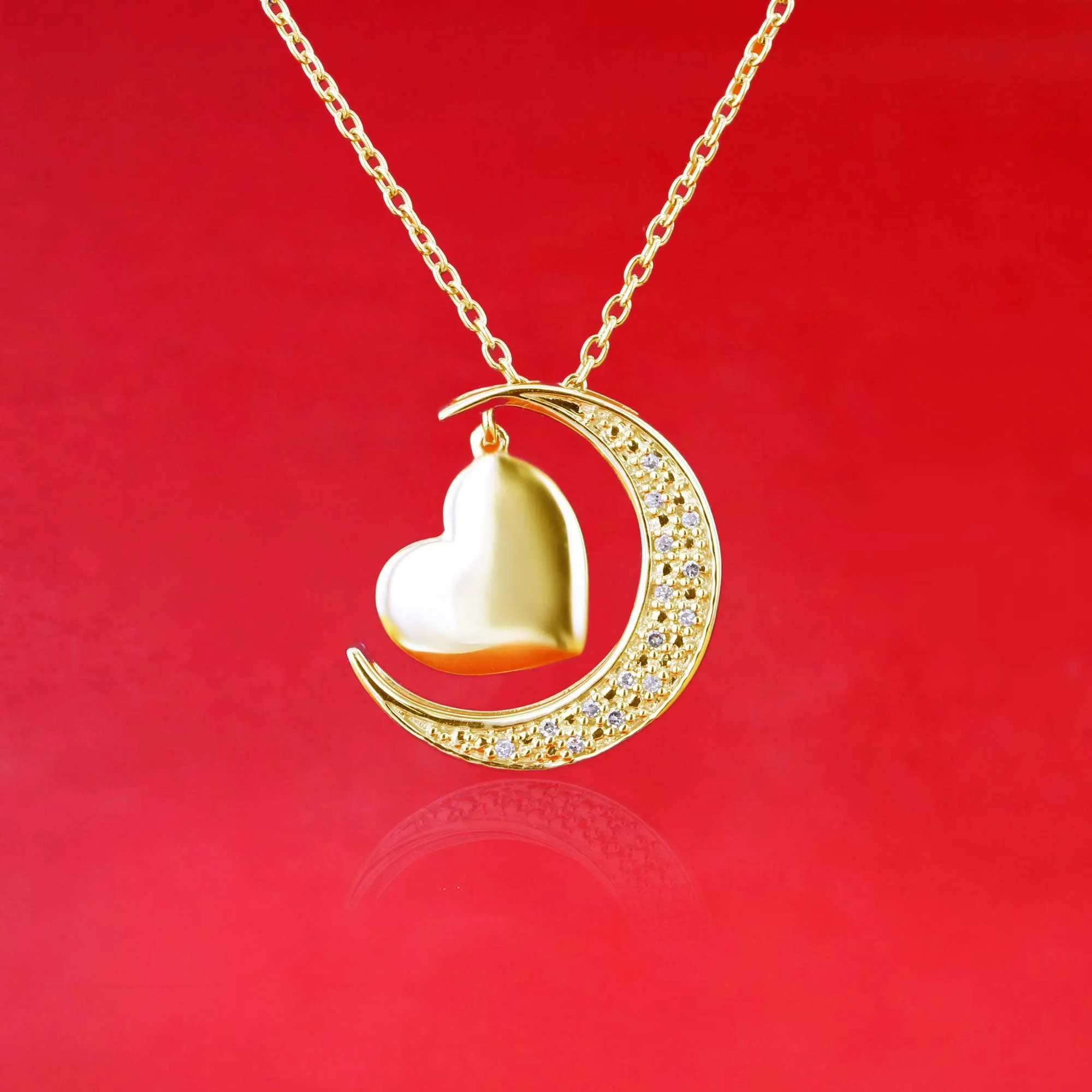 Moon and Back Diamond Necklace