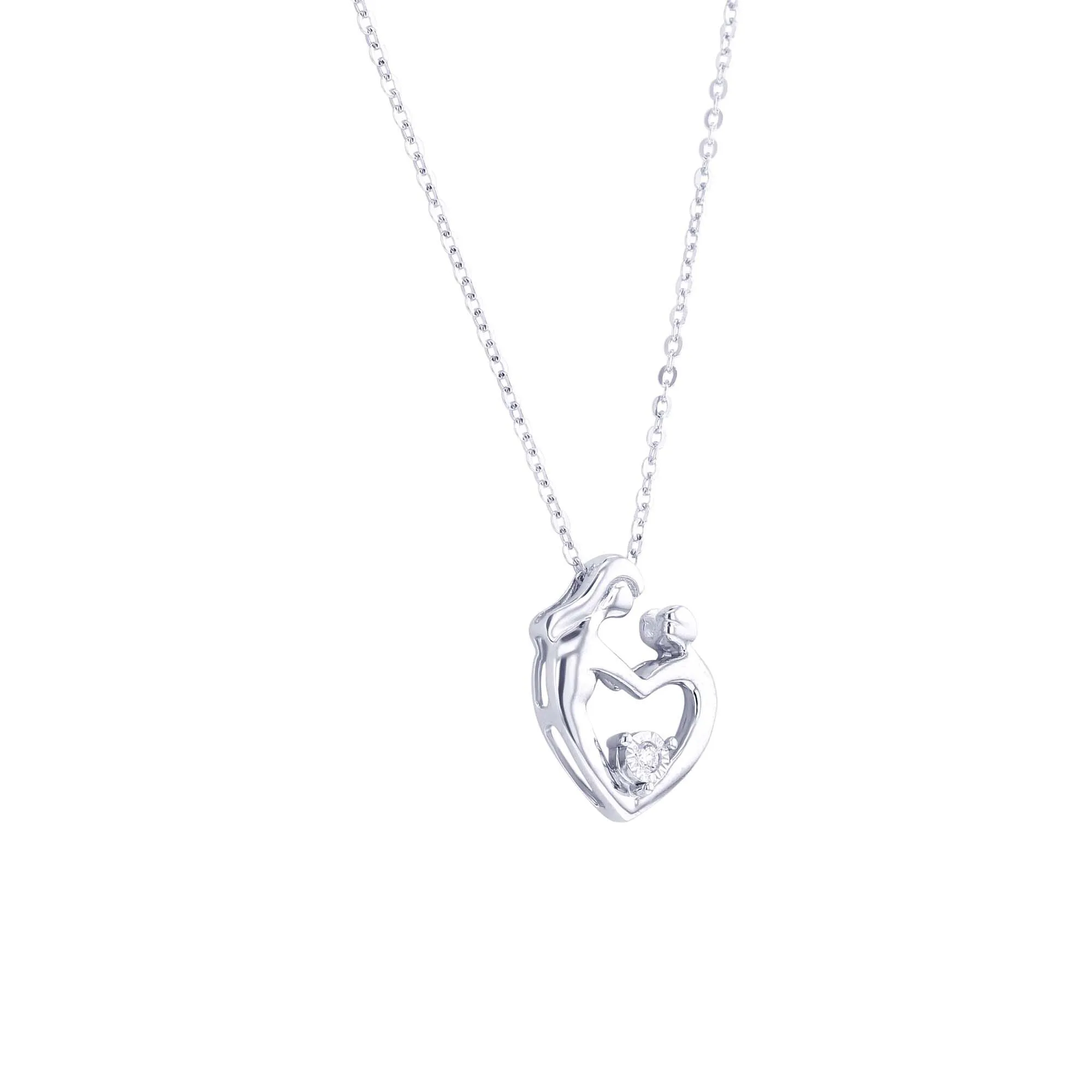 Mother's Embrace Diamond Heart Necklace