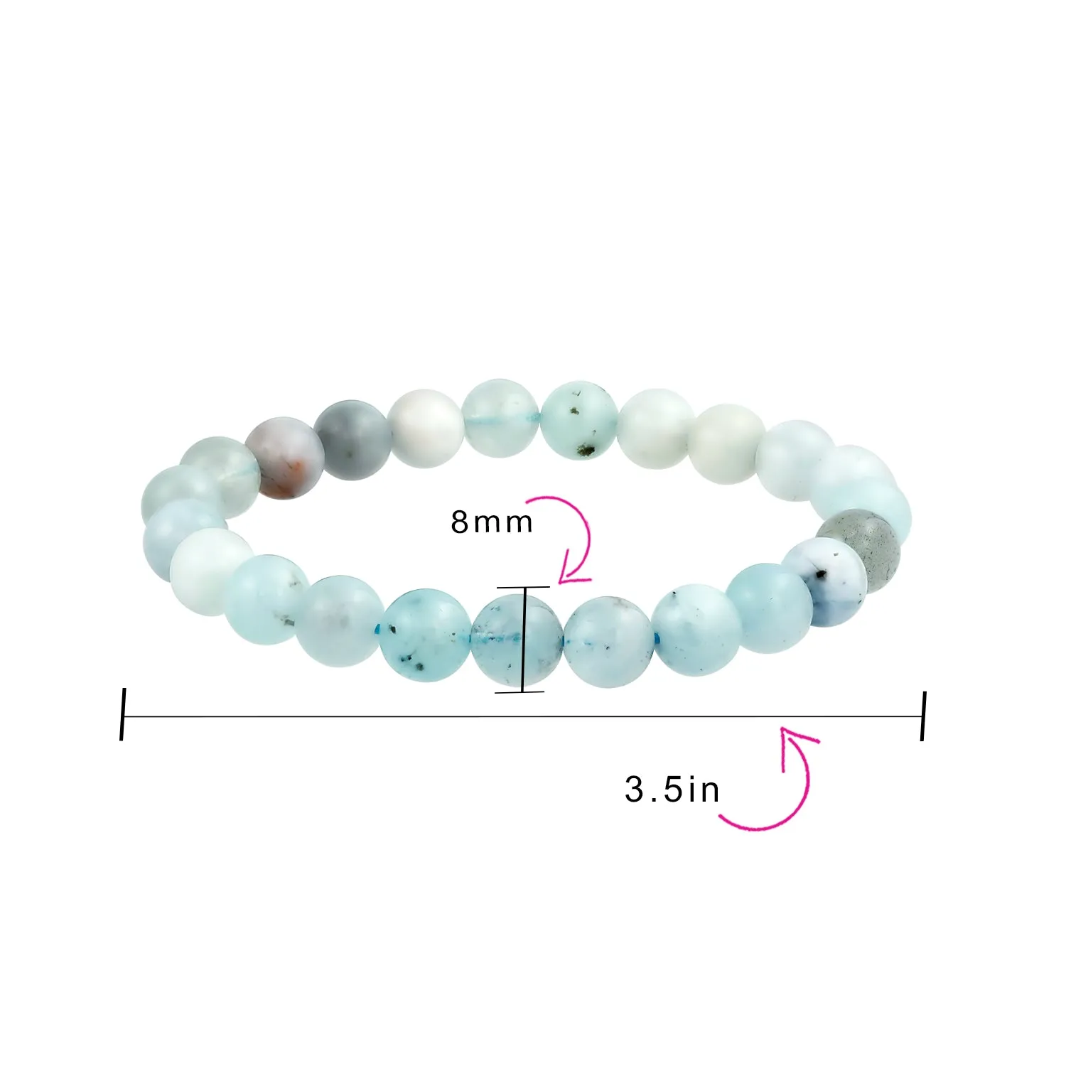 Natural Multi-Color Gemstone 8MM Bead Stackable Stretch Bracelet for Men Unisex