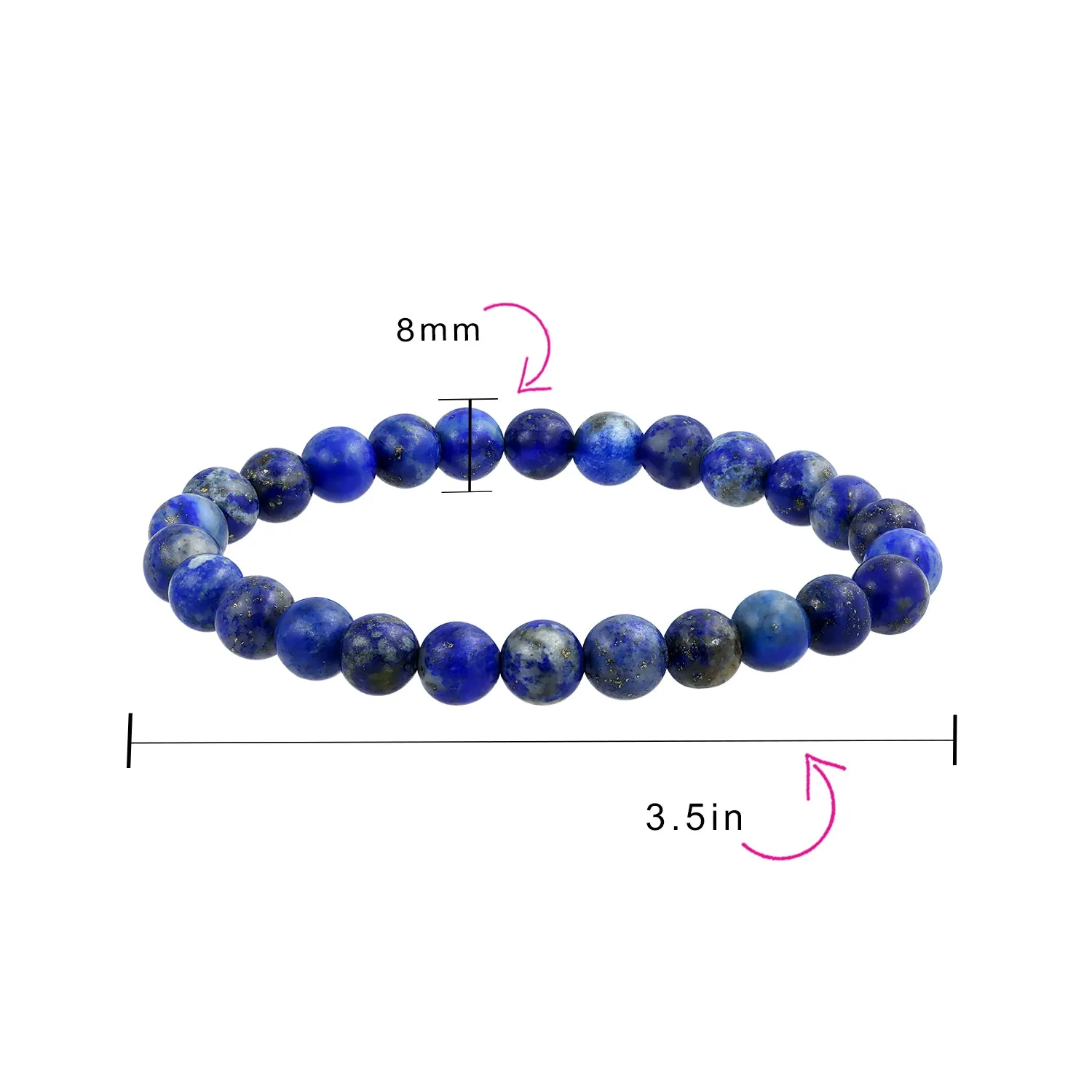 Natural Multi-Color Gemstone 8MM Bead Stackable Stretch Bracelet for Men Unisex