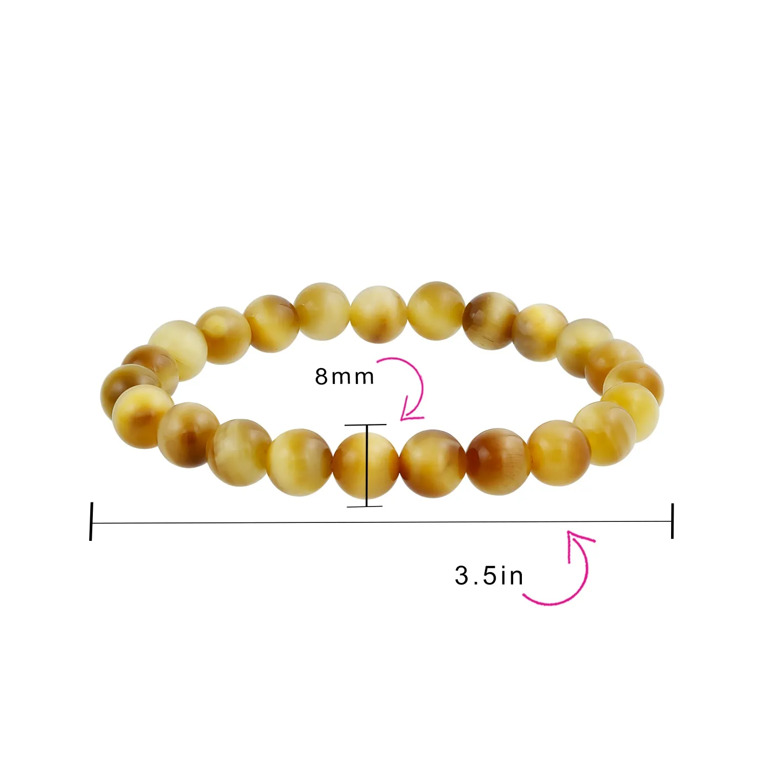 Natural Multi-Color Gemstone 8MM Bead Stackable Stretch Bracelet for Men Unisex