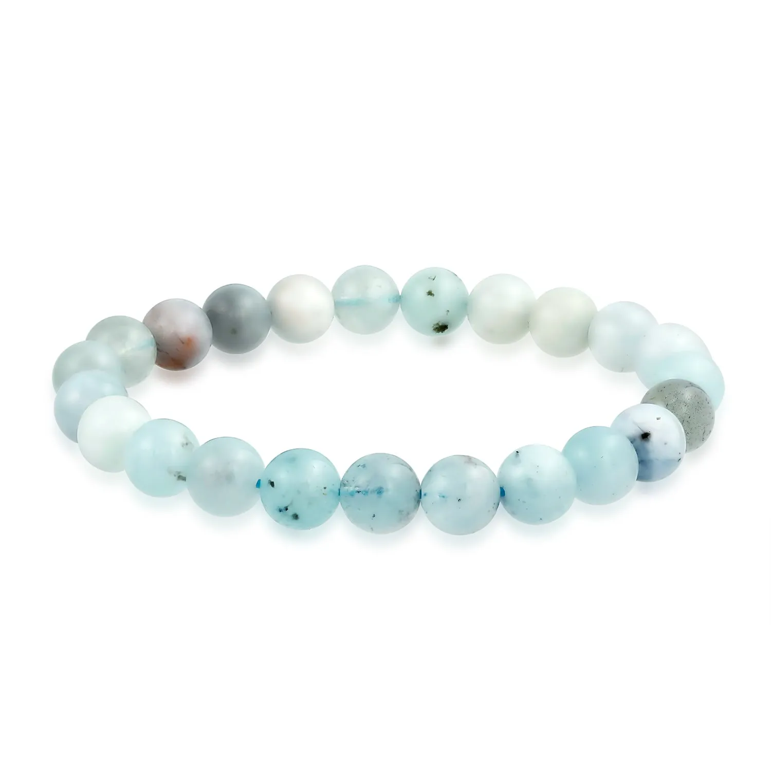 Natural Multi-Color Gemstone 8MM Bead Stackable Stretch Bracelet for Men Unisex