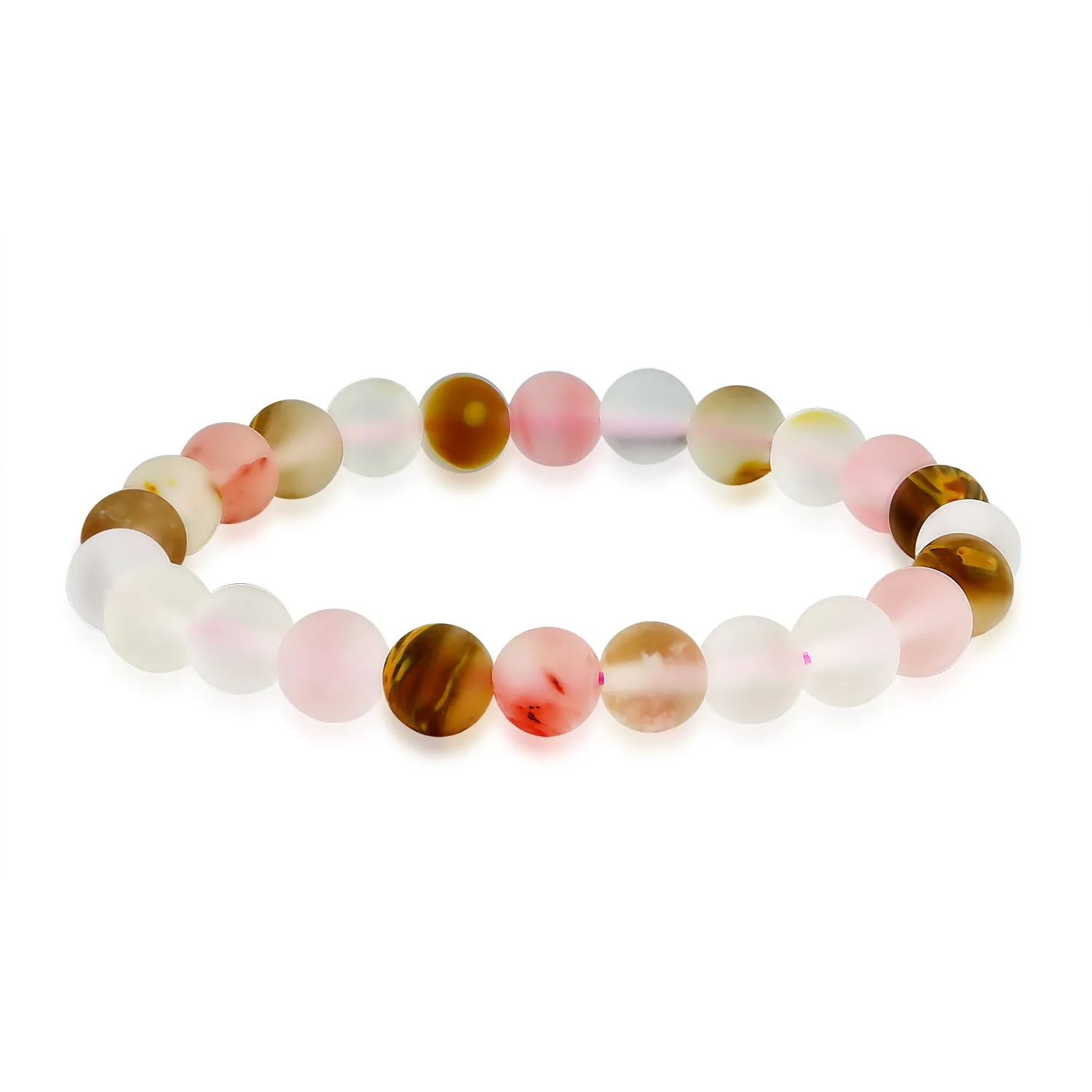 Natural Multi-Color Gemstone 8MM Bead Stackable Stretch Bracelet for Men Unisex