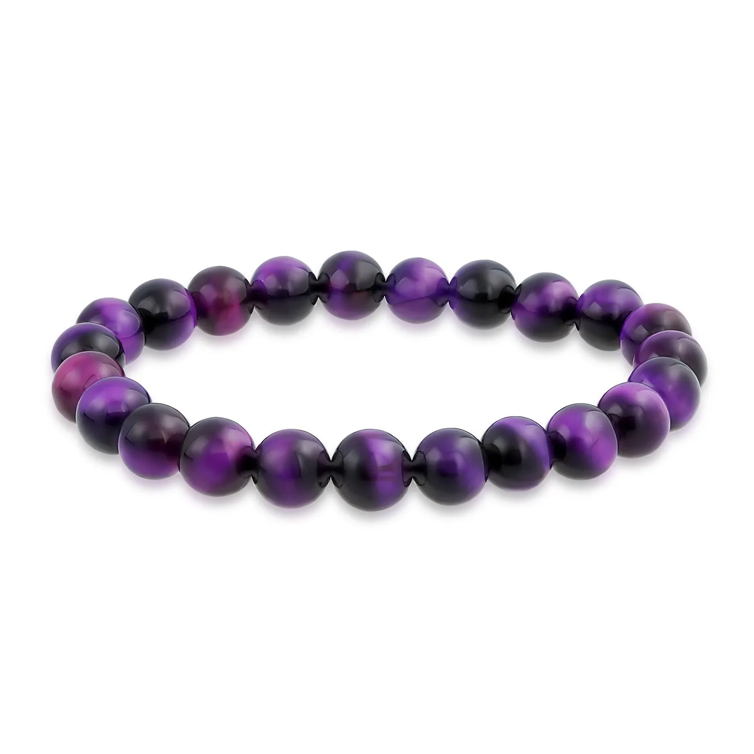 Natural Multi-Color Gemstone 8MM Bead Stackable Stretch Bracelet for Men Unisex