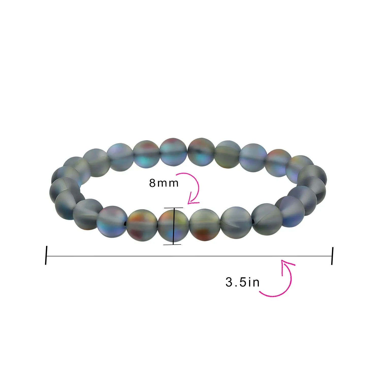 Natural Multi-Color Gemstone 8MM Bead Stackable Stretch Bracelet for Men Unisex