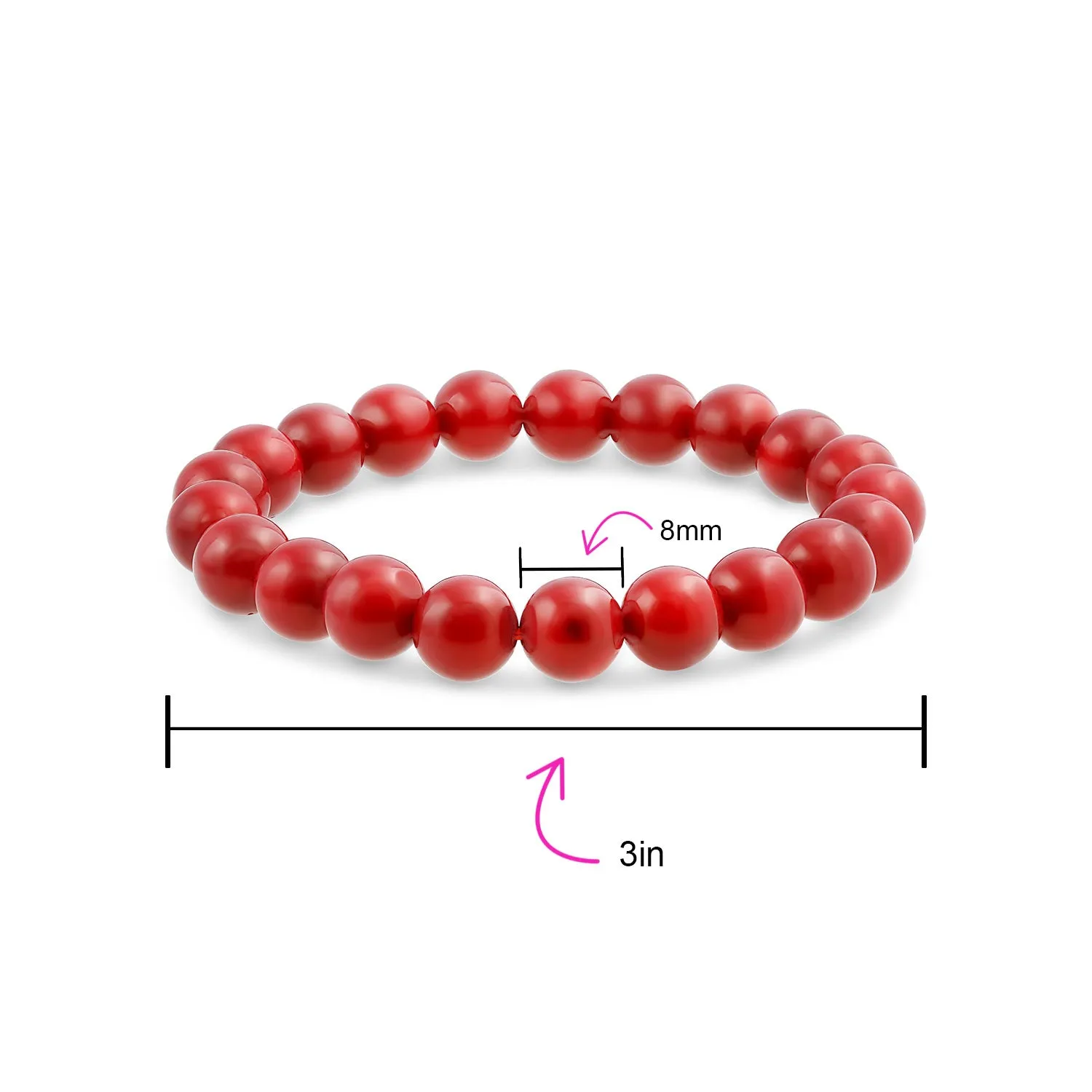 Natural Multi-Color Gemstone 8MM Bead Stackable Stretch Bracelet for Men Unisex