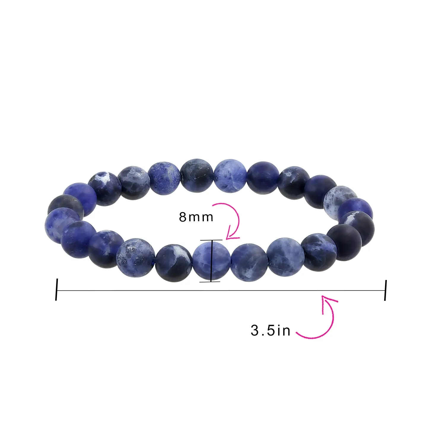 Natural Multi-Color Gemstone 8MM Bead Stackable Stretch Bracelet for Men Unisex