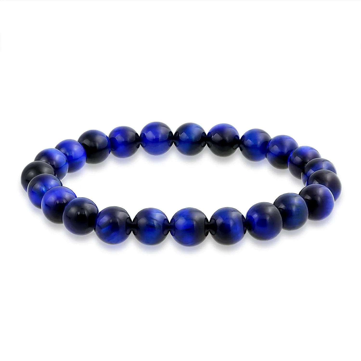 Natural Multi-Color Gemstone 8MM Bead Stackable Stretch Bracelet for Men Unisex