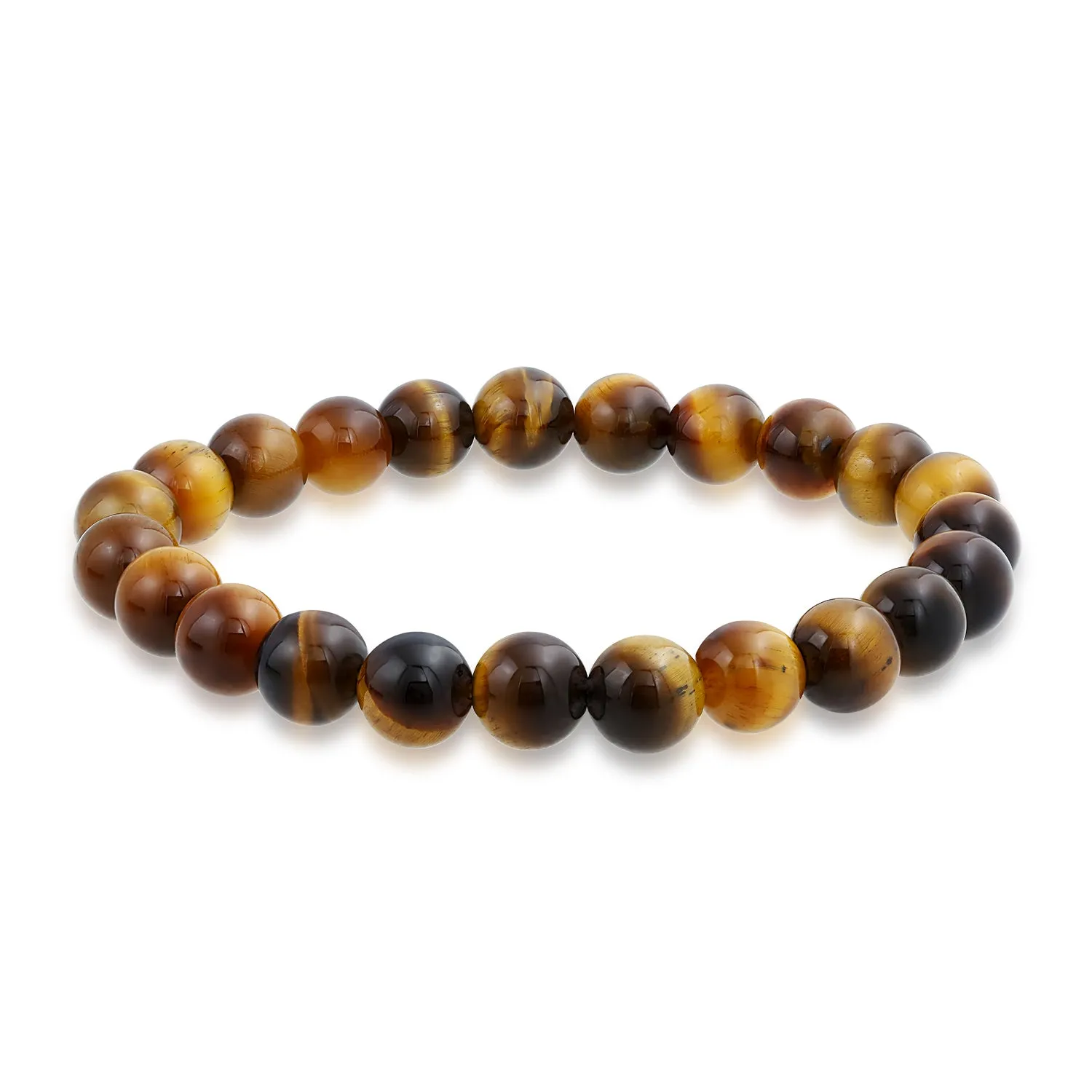 Natural Multi-Color Gemstone 8MM Bead Stackable Stretch Bracelet for Men Unisex