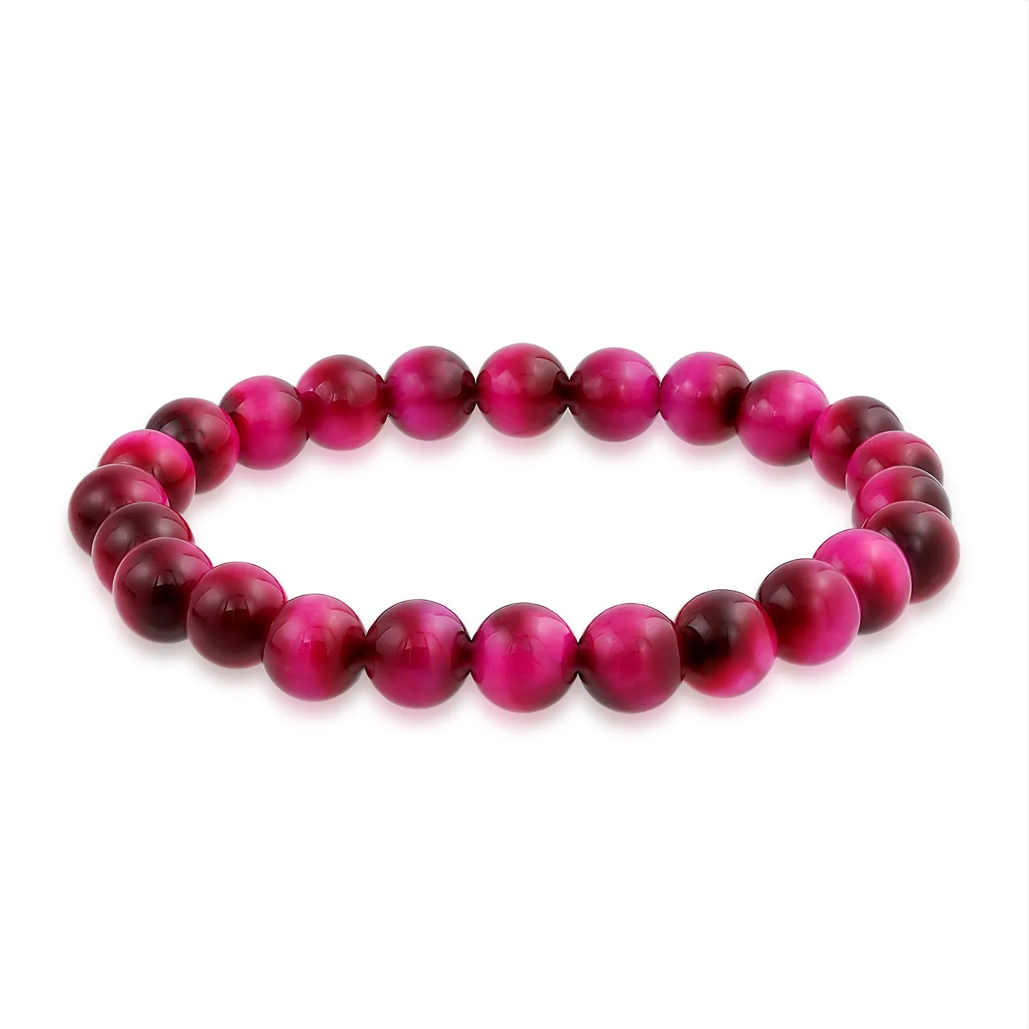 Natural Multi-Color Gemstone 8MM Bead Stackable Stretch Bracelet for Men Unisex