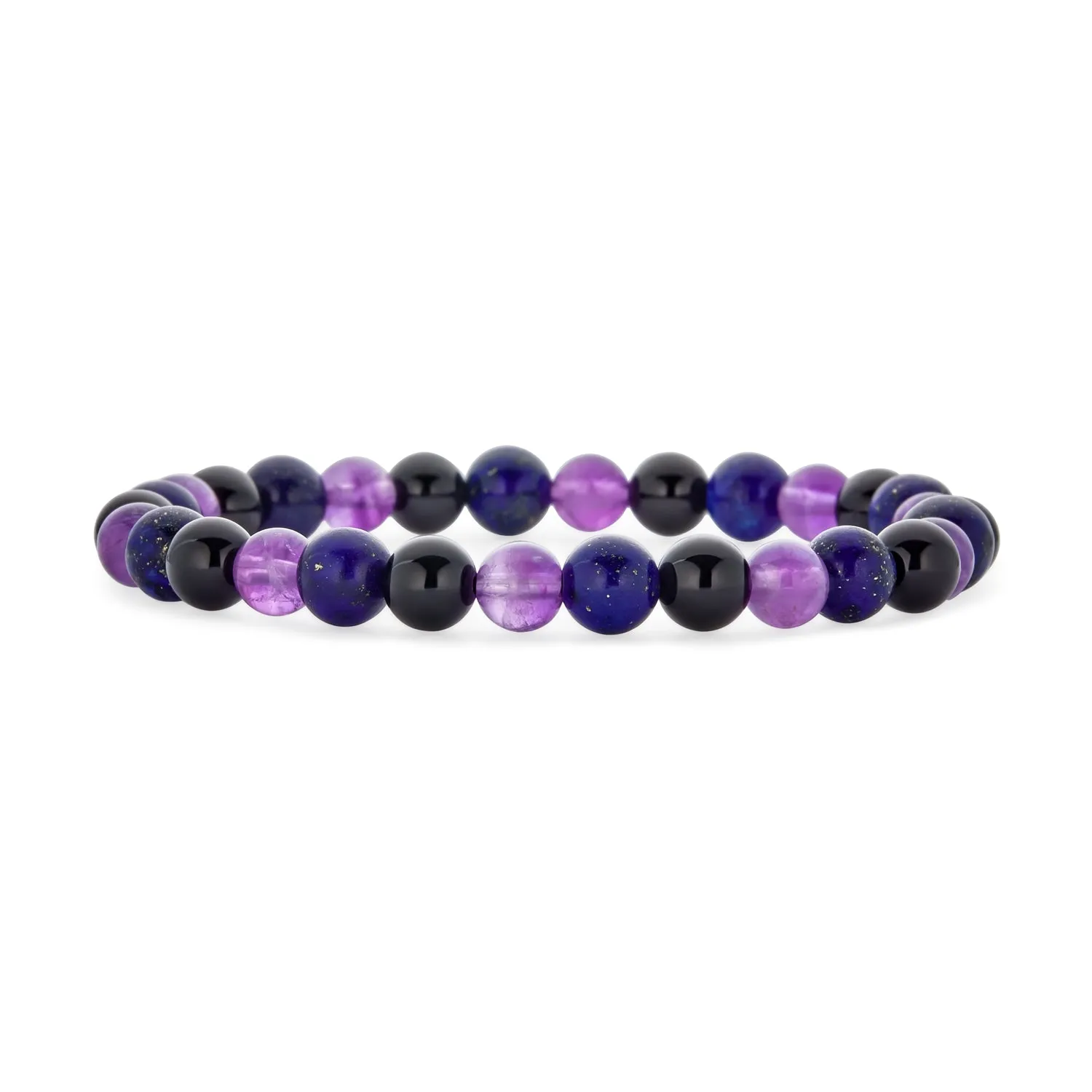 Natural Multi-Color Gemstone 8MM Bead Stackable Stretch Bracelet for Men Unisex