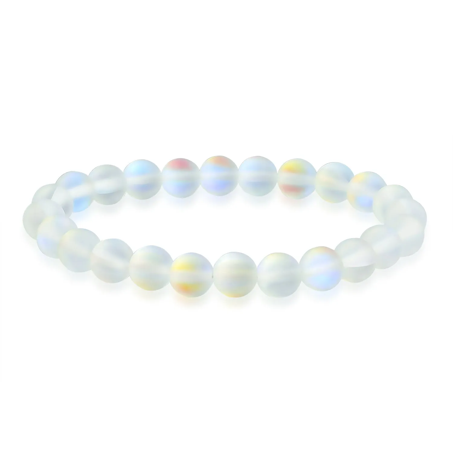 Natural Multi-Color Gemstone 8MM Bead Stackable Stretch Bracelet for Men Unisex