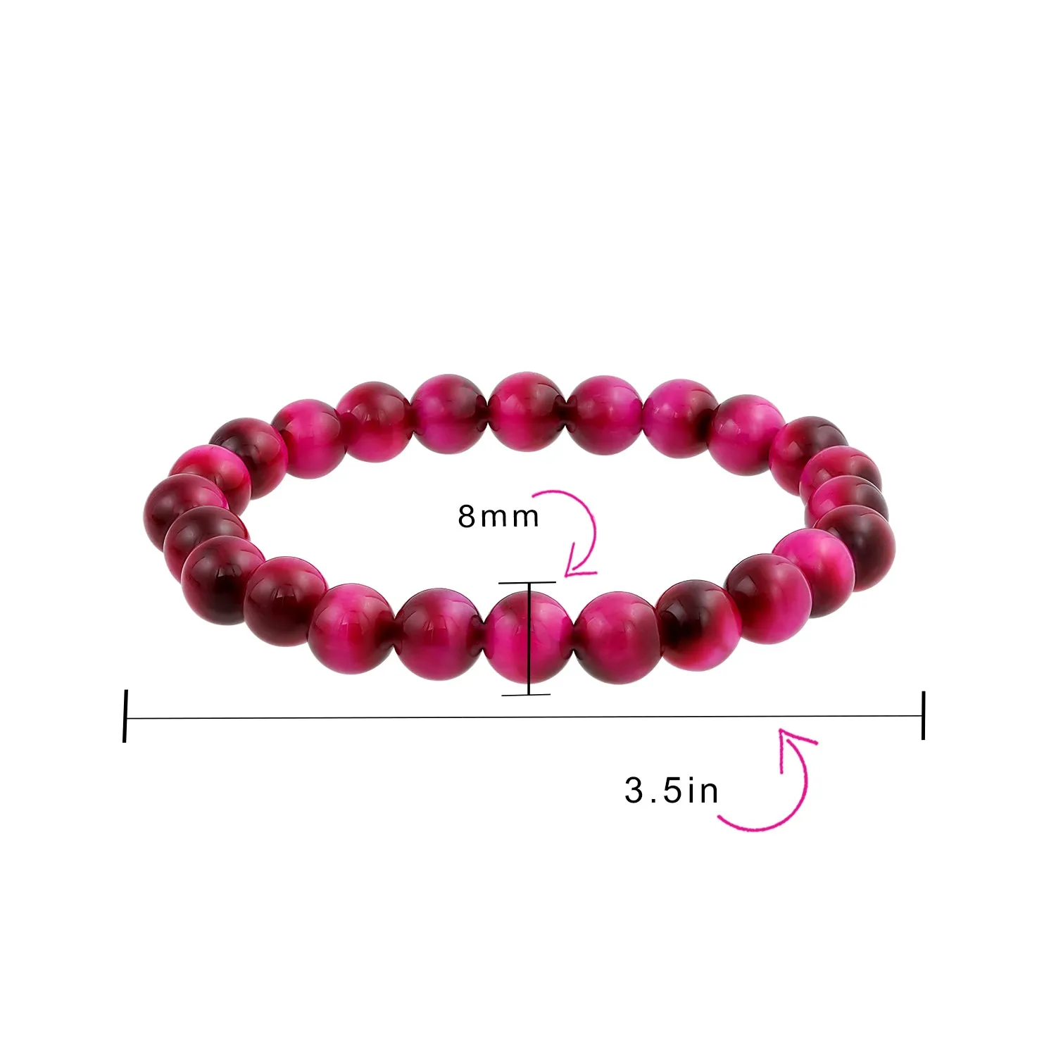 Natural Multi-Color Gemstone 8MM Bead Stackable Stretch Bracelet for Men Unisex