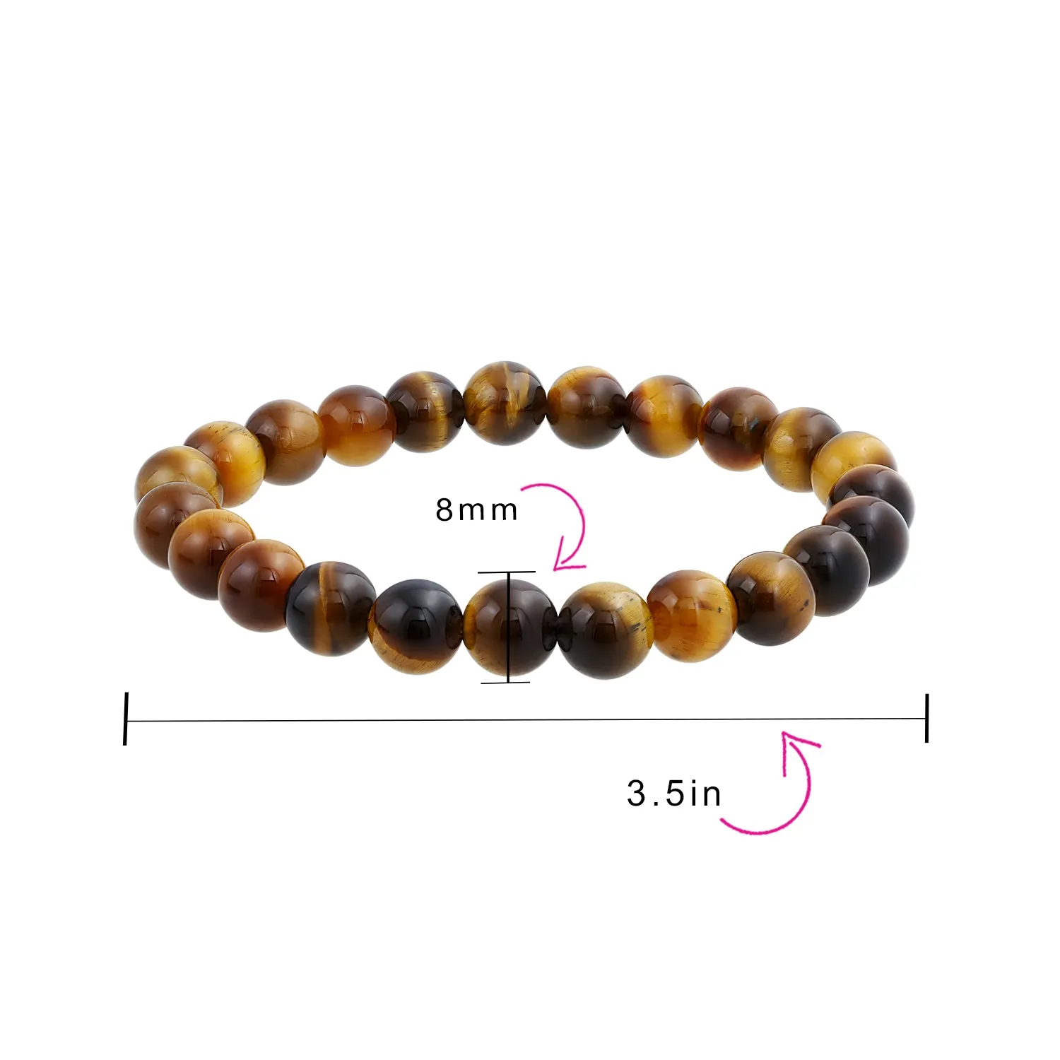 Natural Multi-Color Gemstone 8MM Bead Stackable Stretch Bracelet for Men Unisex