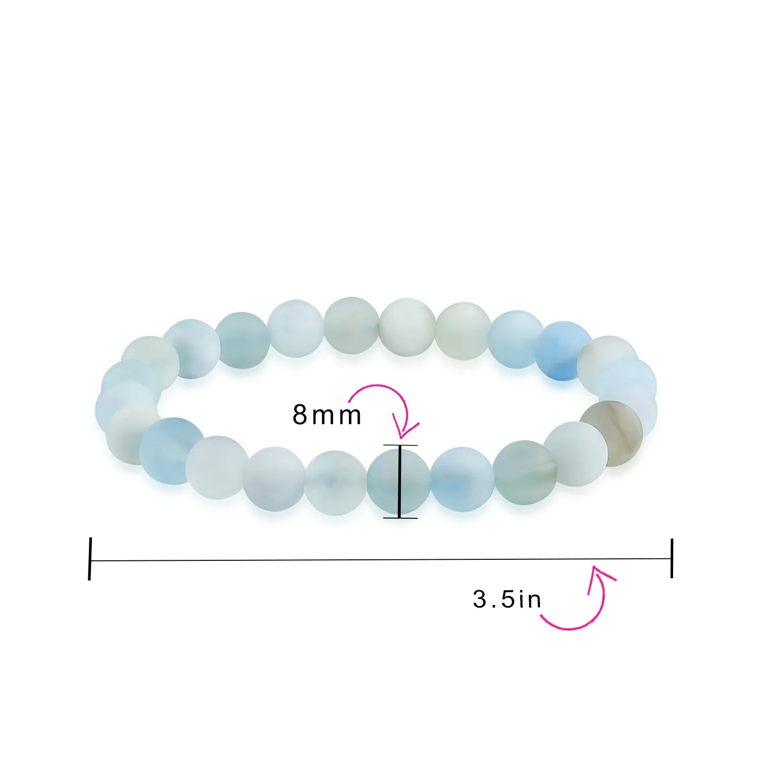 Natural Multi-Color Gemstone 8MM Bead Stackable Stretch Bracelet for Men Unisex