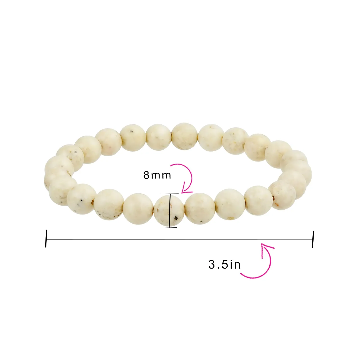 Natural Multi-Color Gemstone 8MM Bead Stackable Stretch Bracelet for Men Unisex