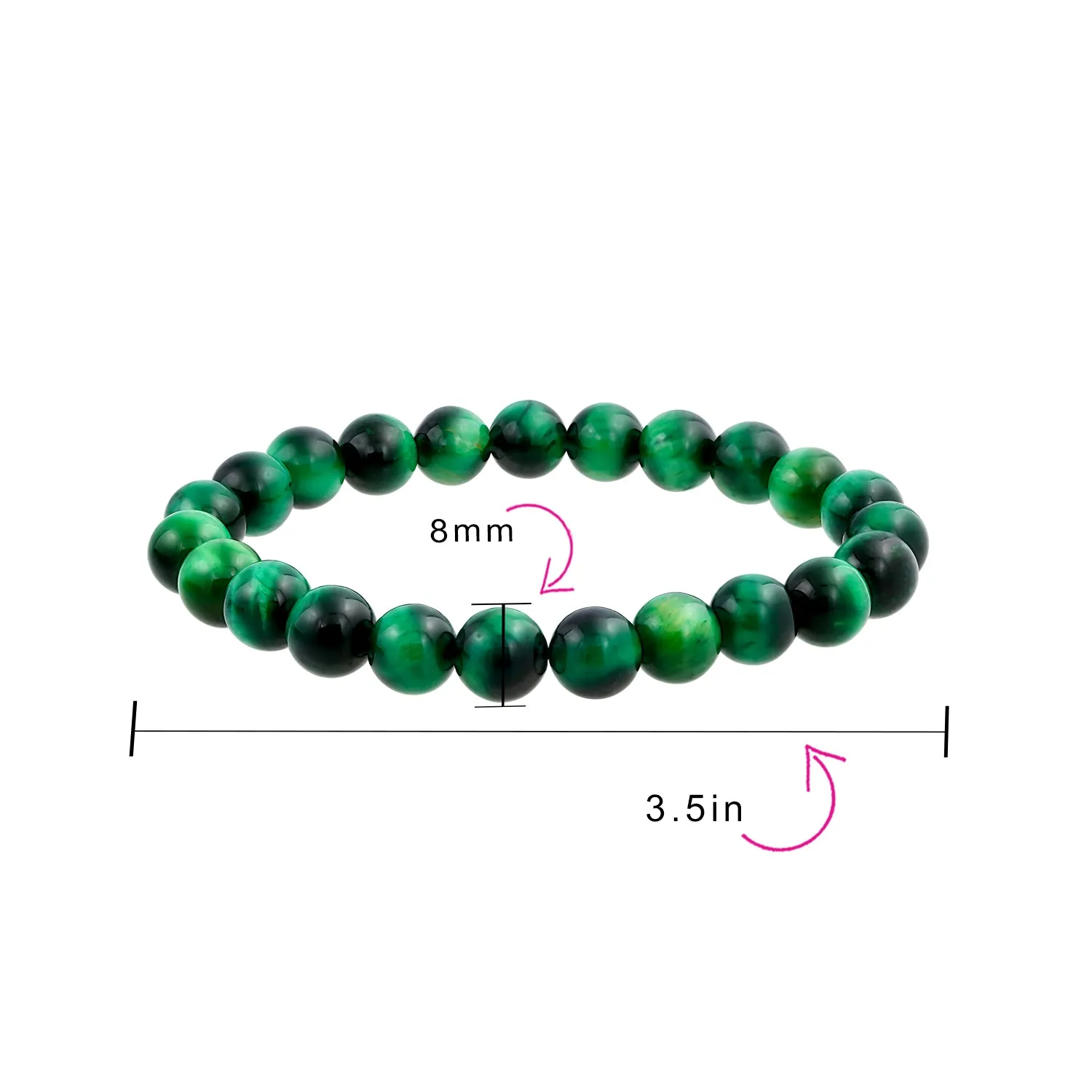 Natural Multi-Color Gemstone 8MM Bead Stackable Stretch Bracelet for Men Unisex