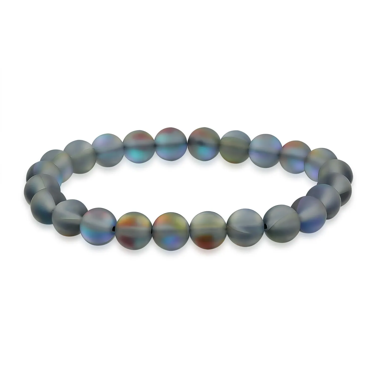 Natural Multi-Color Gemstone 8MM Bead Stackable Stretch Bracelet for Men Unisex