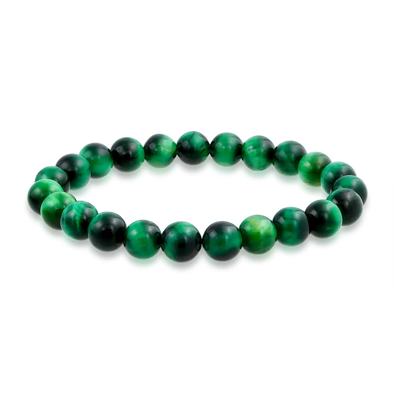 Natural Multi-Color Gemstone 8MM Bead Stackable Stretch Bracelet for Men Unisex