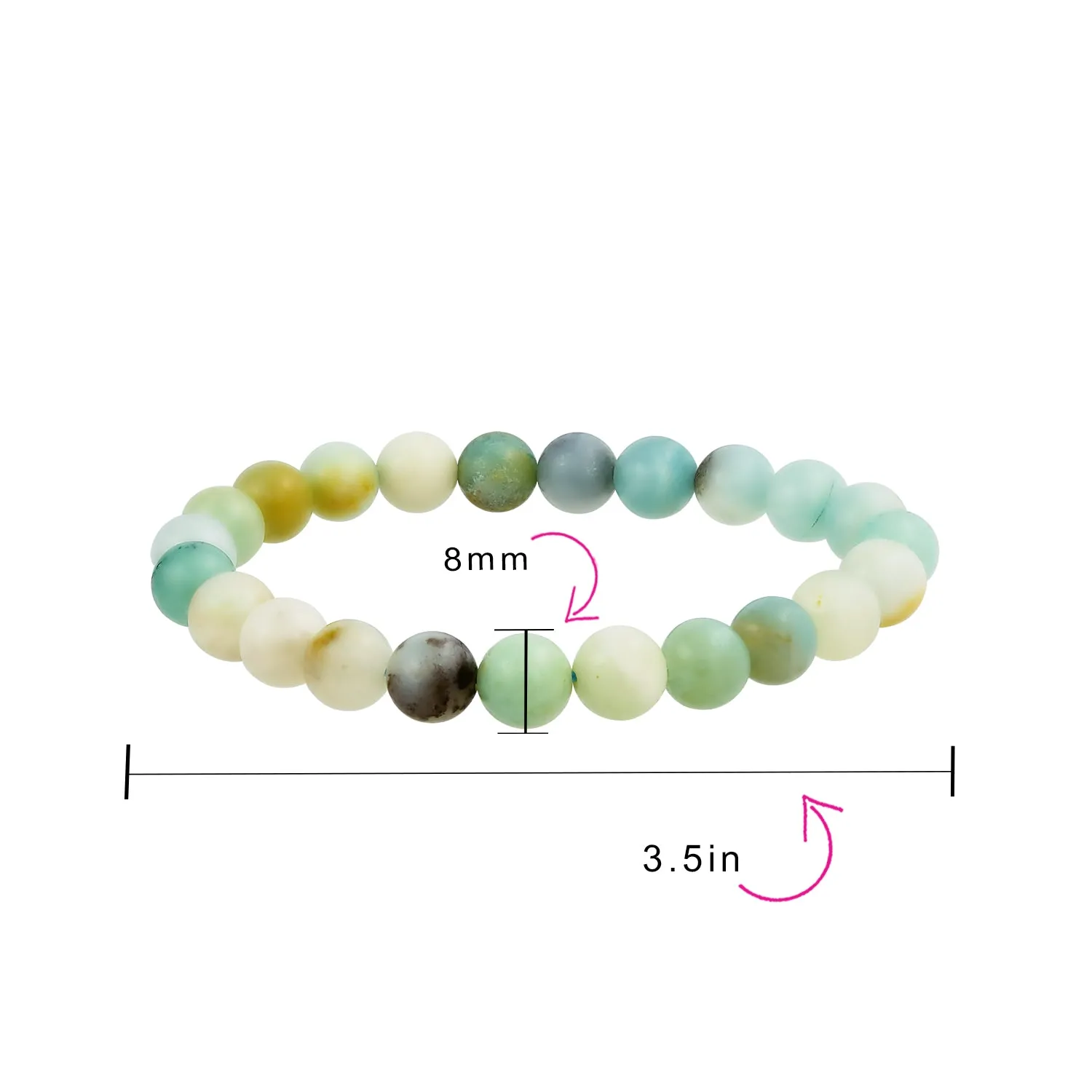 Natural Multi-Color Gemstone 8MM Bead Stackable Stretch Bracelet for Men Unisex