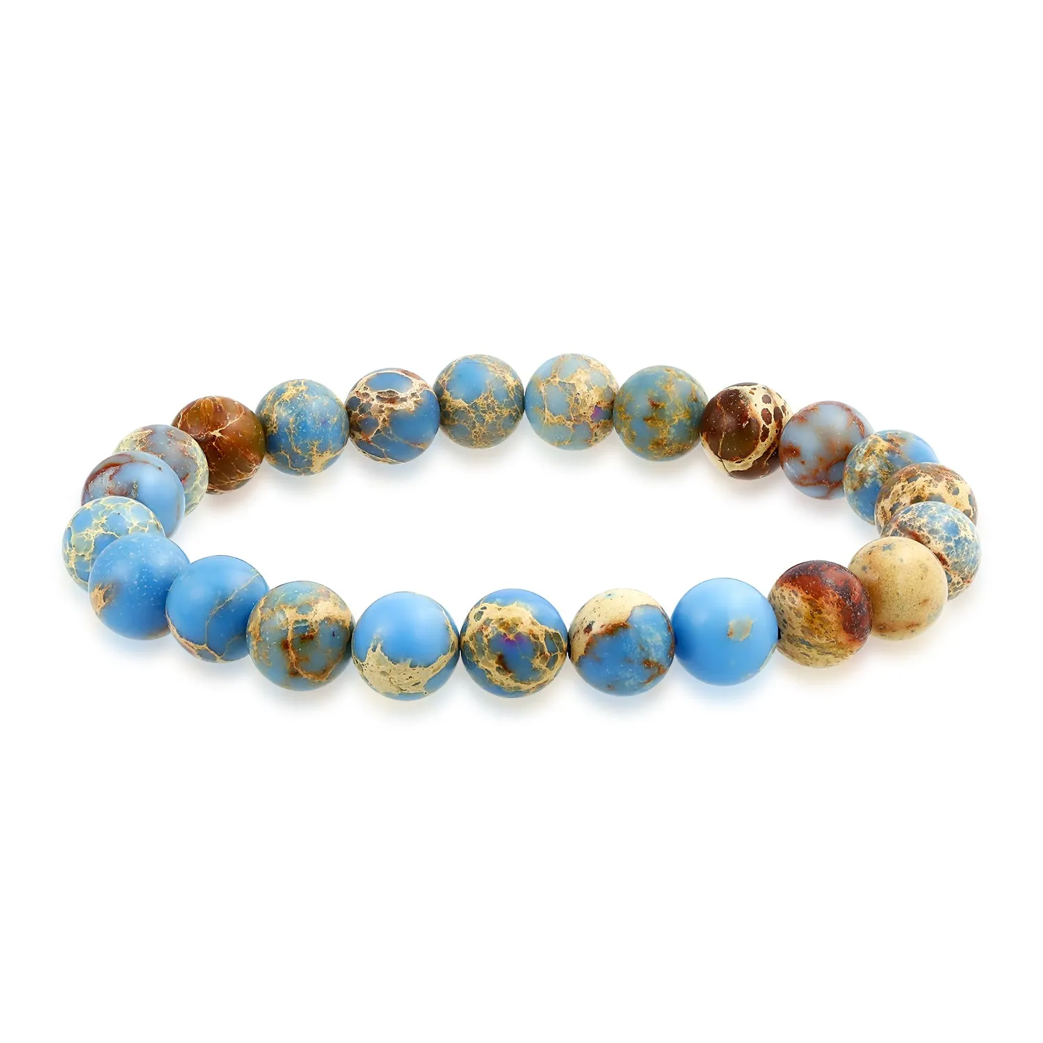 Natural Multi-Color Gemstone 8MM Bead Stackable Stretch Bracelet for Men Unisex