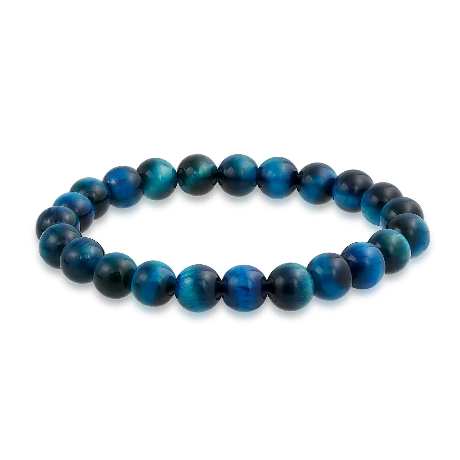 Natural Multi-Color Gemstone 8MM Bead Stackable Stretch Bracelet for Men Unisex