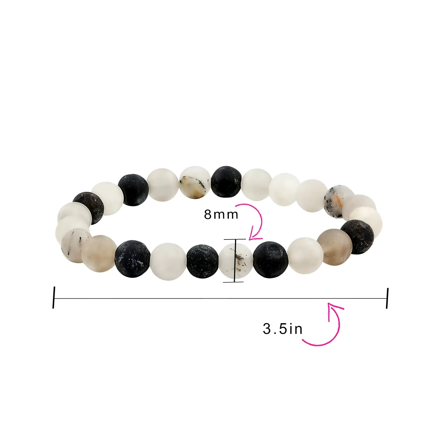 Natural Multi-Color Gemstone 8MM Bead Stackable Stretch Bracelet for Men Unisex