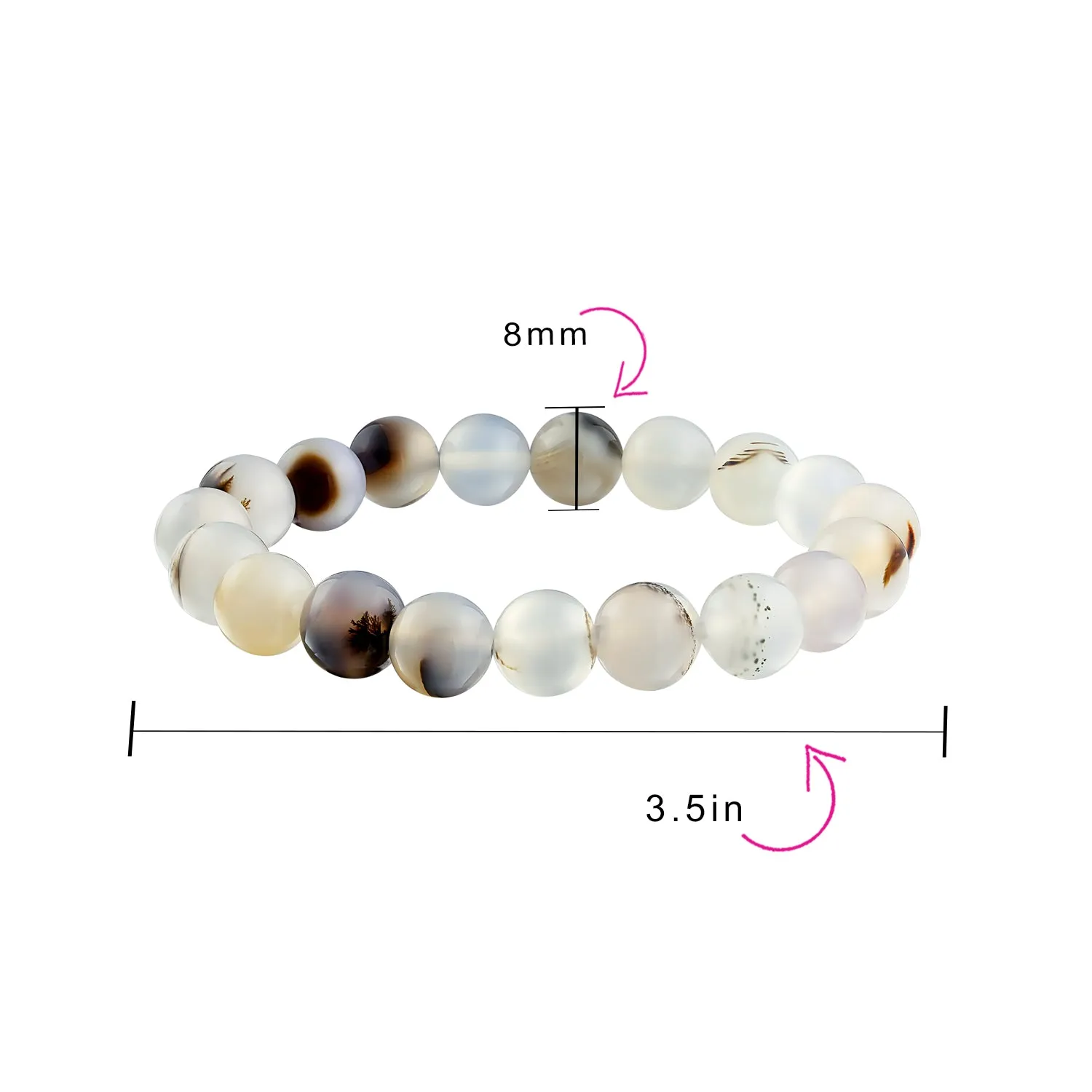 Natural Multi-Color Gemstone 8MM Bead Stackable Stretch Bracelet for Men Unisex