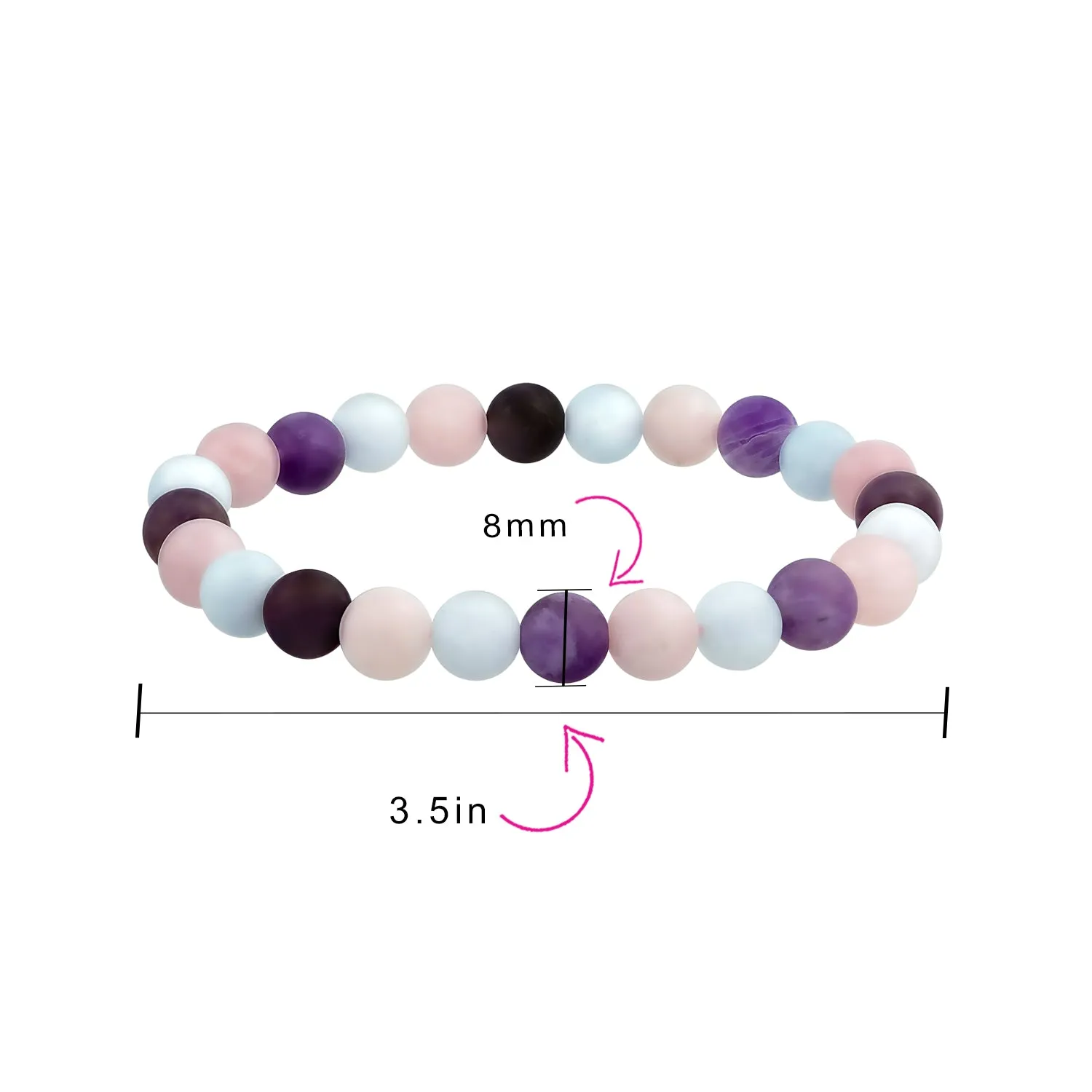 Natural Multi-Color Gemstone 8MM Bead Stackable Stretch Bracelet for Men Unisex