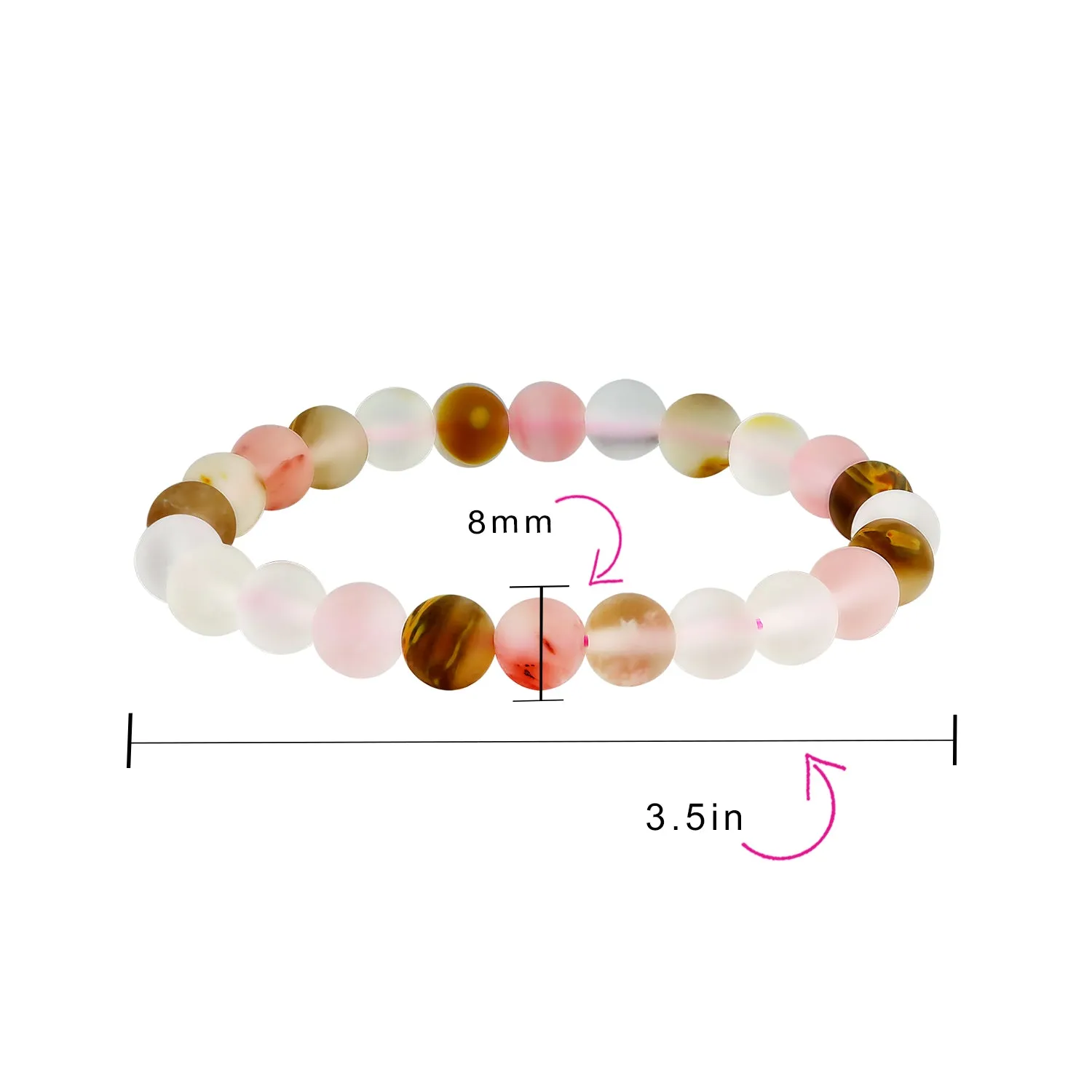 Natural Multi-Color Gemstone 8MM Bead Stackable Stretch Bracelet for Men Unisex