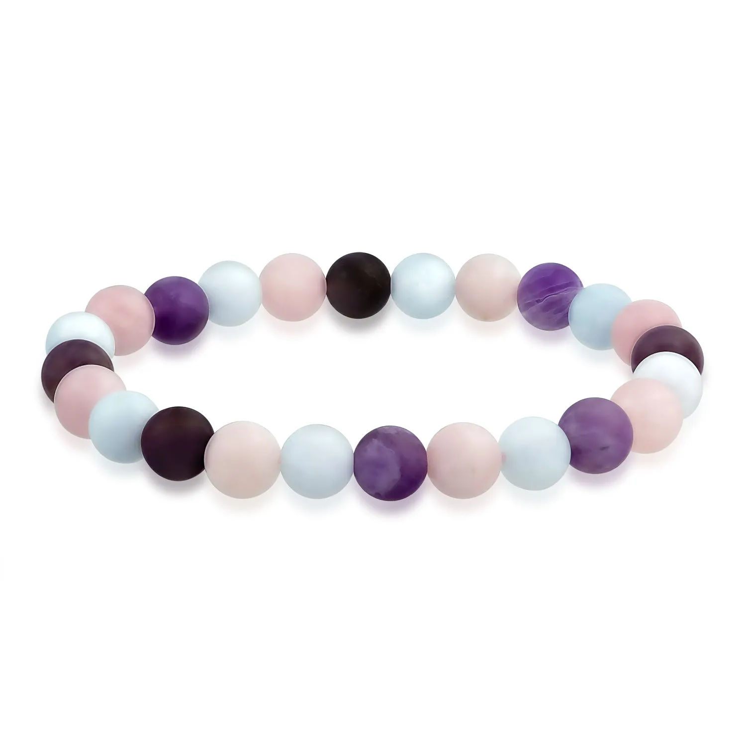 Natural Multi-Color Gemstone 8MM Bead Stackable Stretch Bracelet for Men Unisex