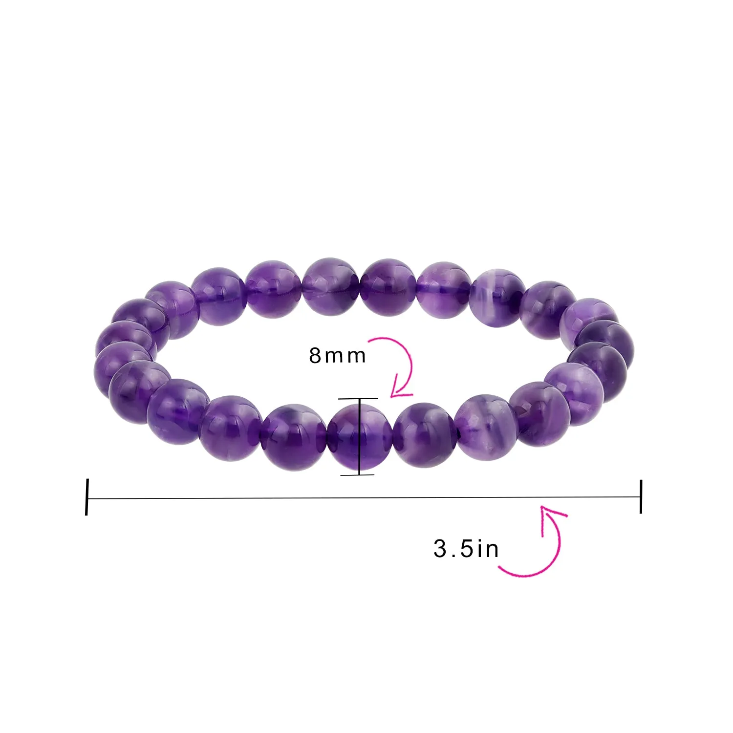 Natural Multi-Color Gemstone 8MM Bead Stackable Stretch Bracelet for Men Unisex