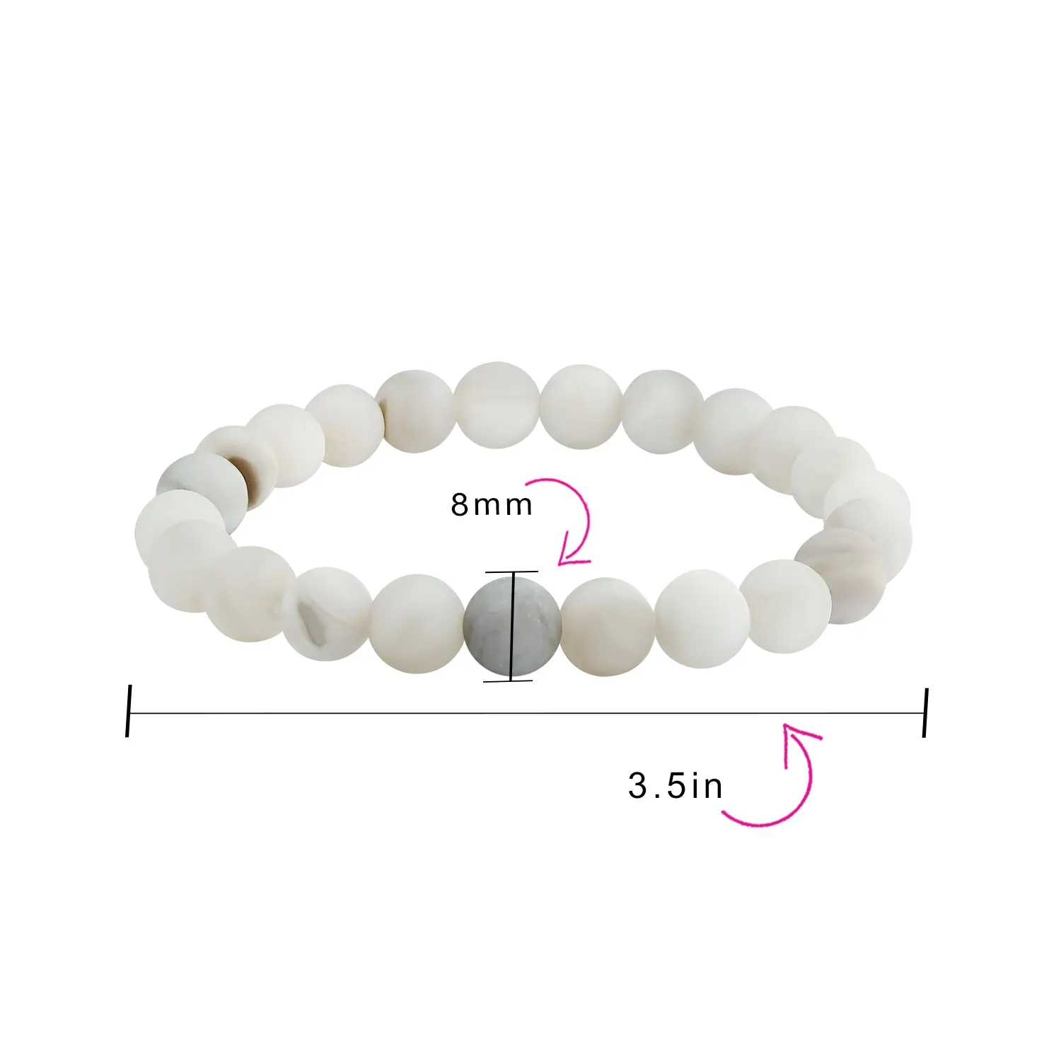 Natural Multi-Color Gemstone 8MM Bead Stackable Stretch Bracelet for Men Unisex