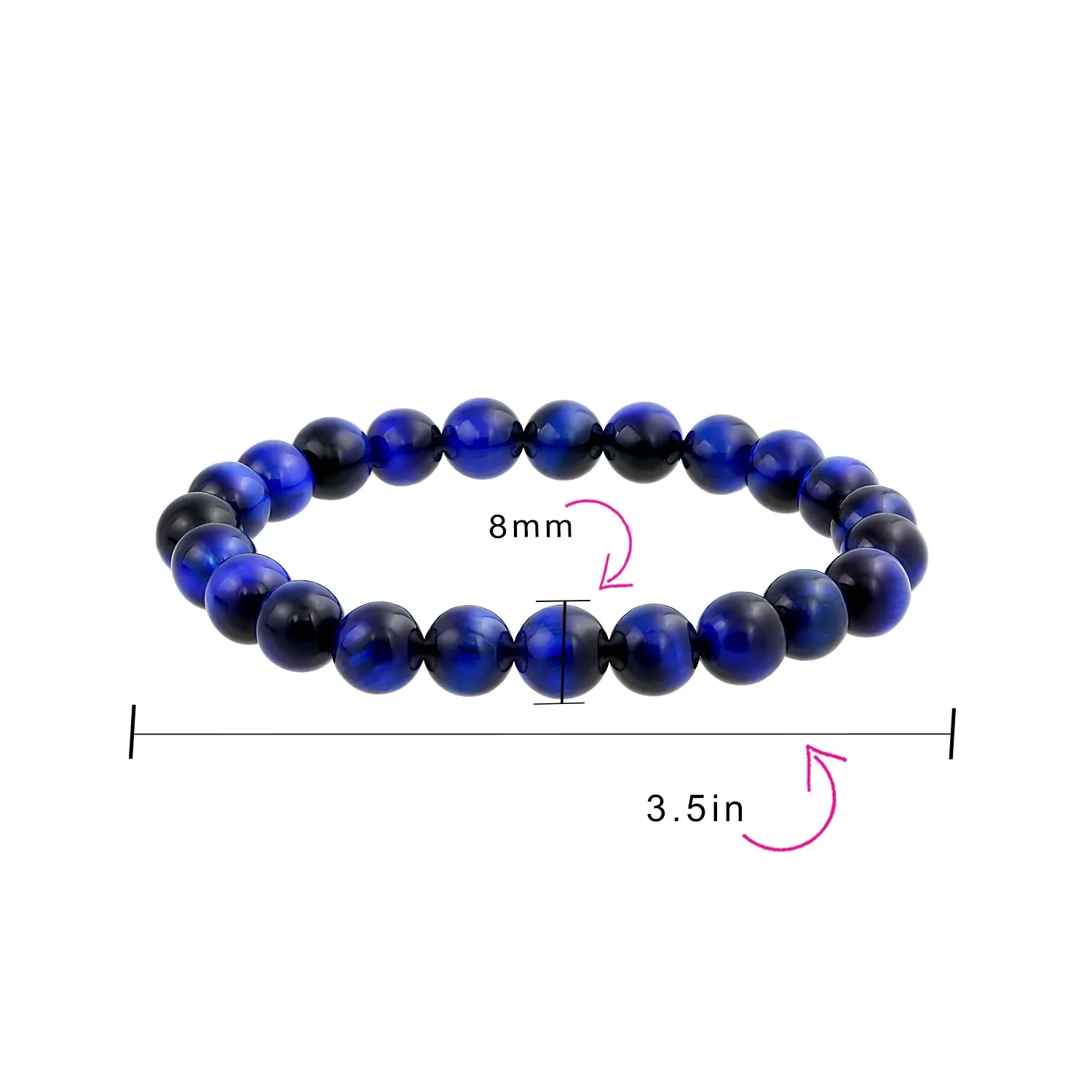 Natural Multi-Color Gemstone 8MM Bead Stackable Stretch Bracelet for Men Unisex