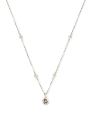 Nola Short Pendant in Rhodium Platinum Drusy