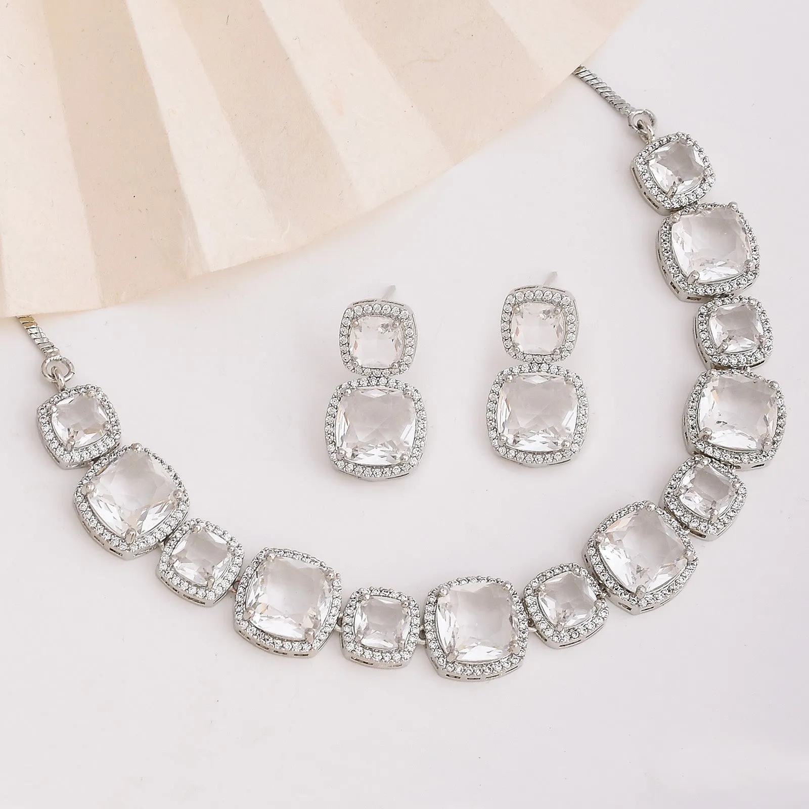 Octavia Rhodium Plated Cz Necklace