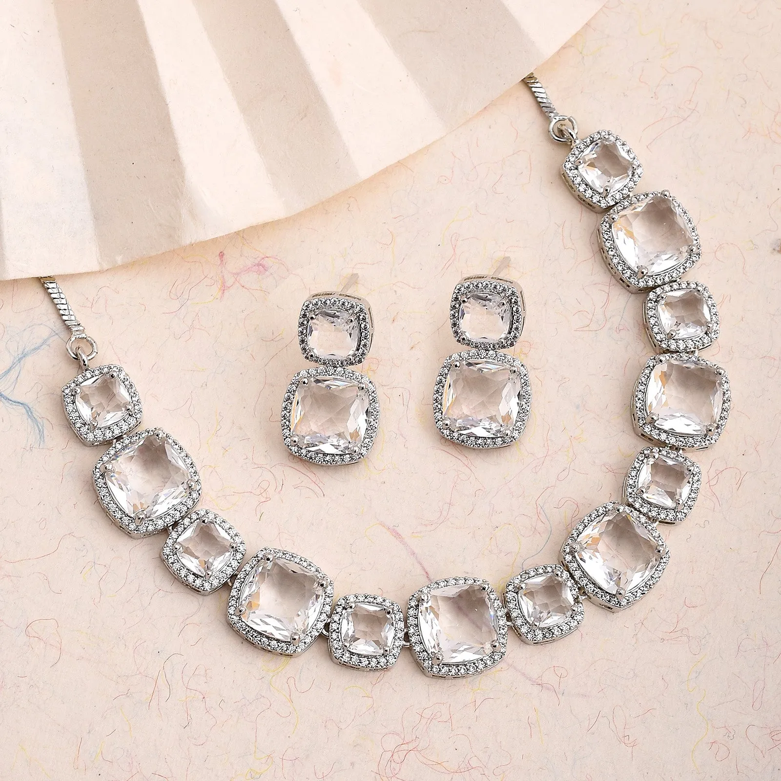 Octavia Rhodium Plated Cz Necklace