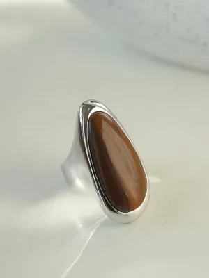 Oval Natural Wood Grain Stone Ring