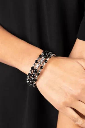 Paparazzi Bracelet ~ Colorfully Coiled - Black