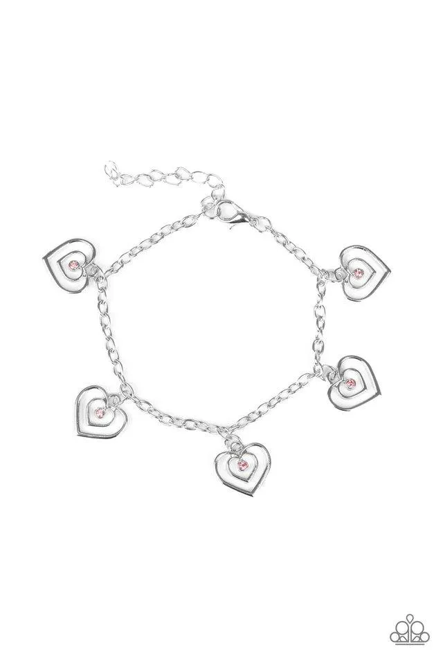 Paparazzi Bracelet ~ Unbreakable Hearts - Pink