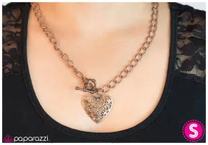 Paparazzi Necklace ~ Heart Attack - Copper