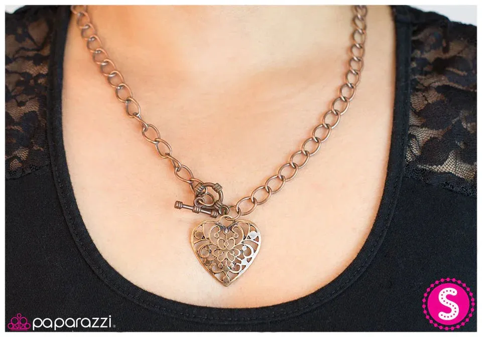 Paparazzi Necklace ~ Heart Attack - Copper