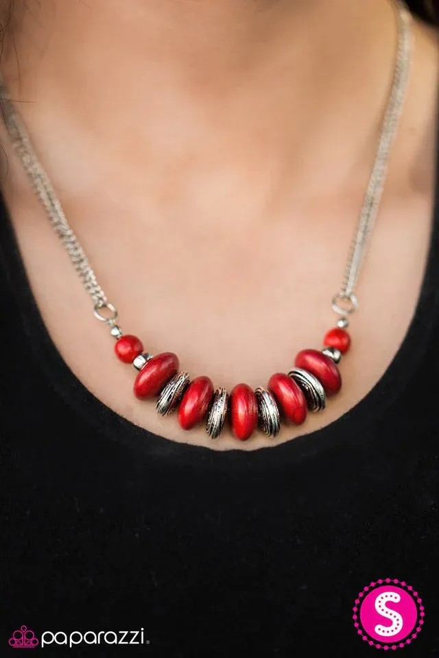 Paparazzi Necklace ~ On Mountain Time - Red