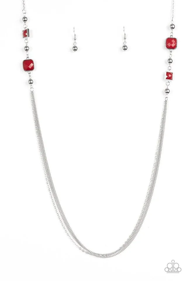 Paparazzi Necklace ~ Times Square Treasure - Red