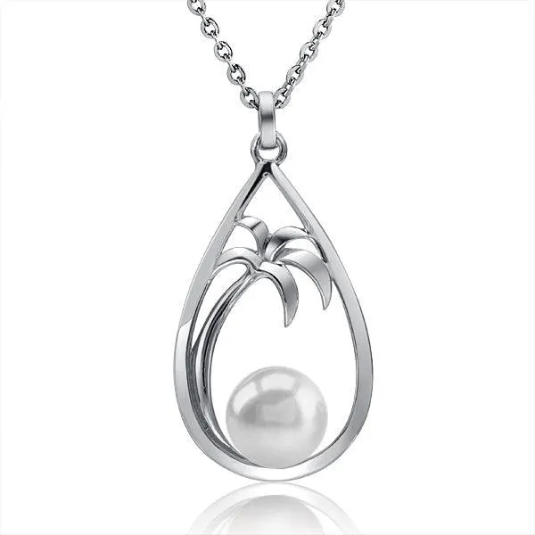 Pearl Palm Tree Teardrop Pendant