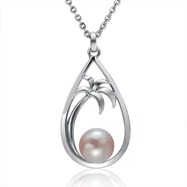 Pearl Palm Tree Teardrop Pendant