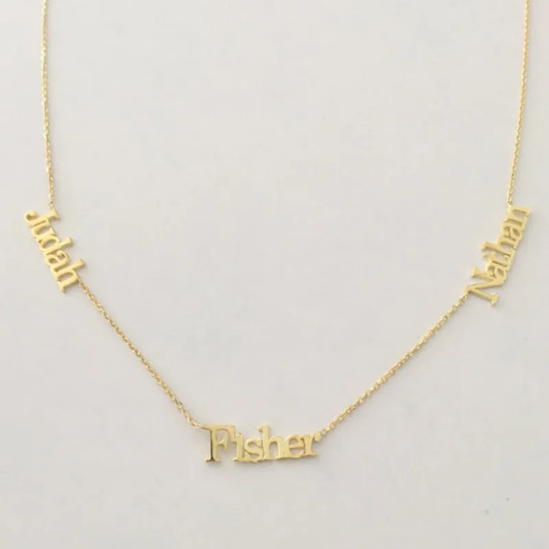 Personalized 3 Nameplate Necklace Custom Name