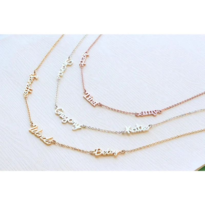 Personalized 3 Nameplate Necklace Custom Name